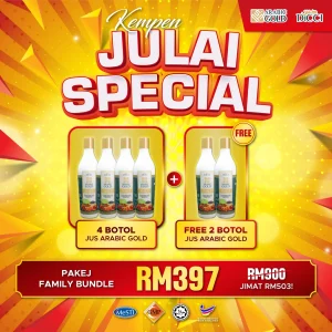 Pakej 4 Botol Jus Arabic Gold ( Free 2 Botol Jus Arabic Gold )